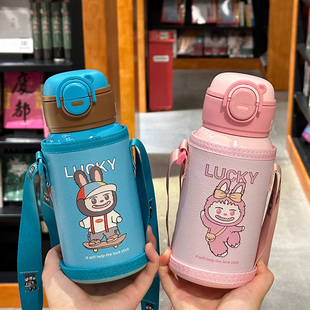 新款可爱儿童316不锈钢上学保温杯卡通吸管专用水壶学生双饮水杯