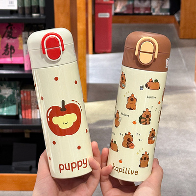 新款儿童316不锈钢双饮保温杯带吸管可爱卡通高颜值学生便携水杯