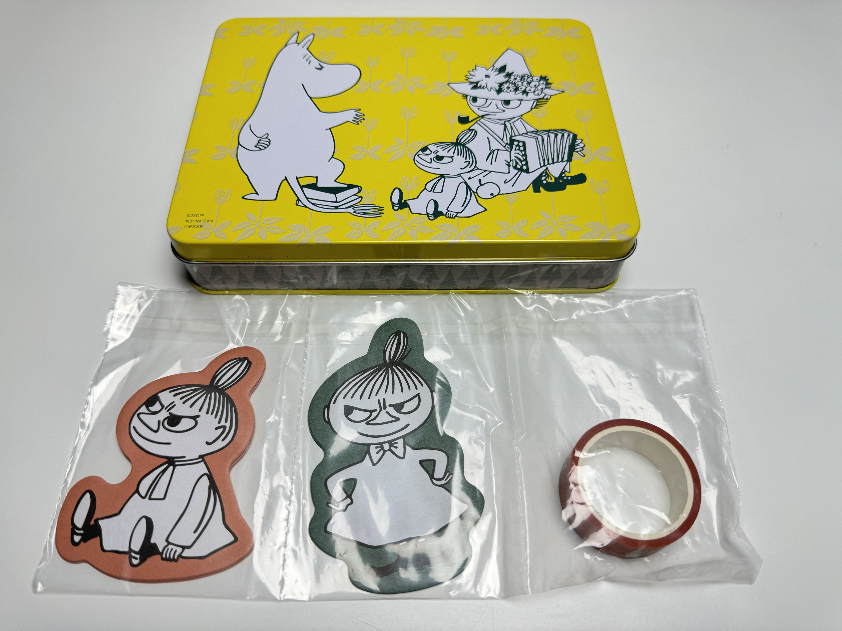 日本杂志附录周边可爱姆明亚美遮盖胶带备忘录罐盒套装