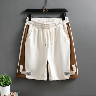 美式白色短裤男2025新款宽松运动休闲垂感裤子男生夏季五分裤潮牌