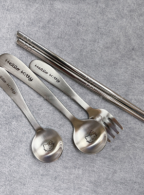 hellokitty勺子304不锈钢三件套学生宿舍可爱ins风HelloKitty家用