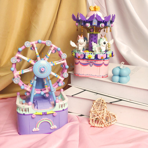 摩天轮木马女孩礼物拼装积木儿童