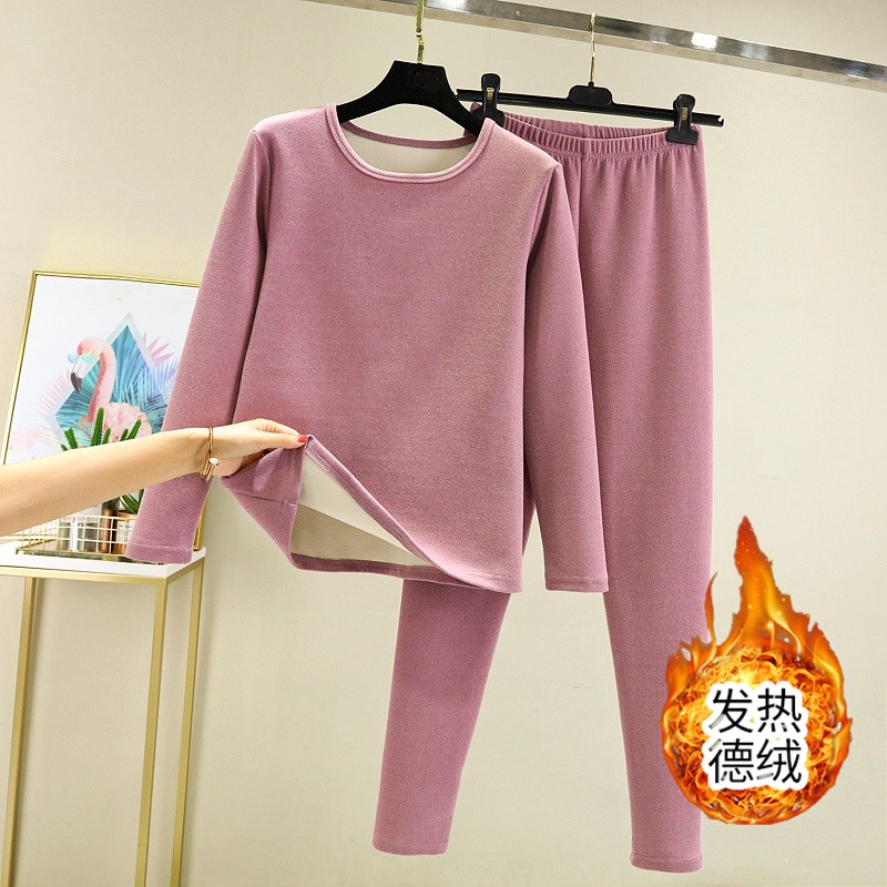 德绒保暖套装秋衣秋裤大码加绒