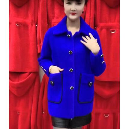 秋冬网红爆款水貂绒2023年洋气妈妈装秋冬女外套中老年高端大衣潮