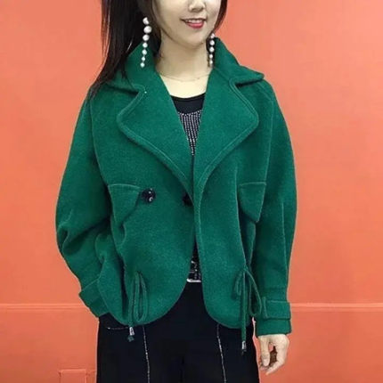 高端双面毛呢短款大衣外套女士春秋2025年新款小个子加厚洋气上衣