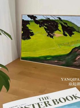 焱起纯手绘被风吹过的夏天油画绿色调抽象小众现代客厅卧室装饰画