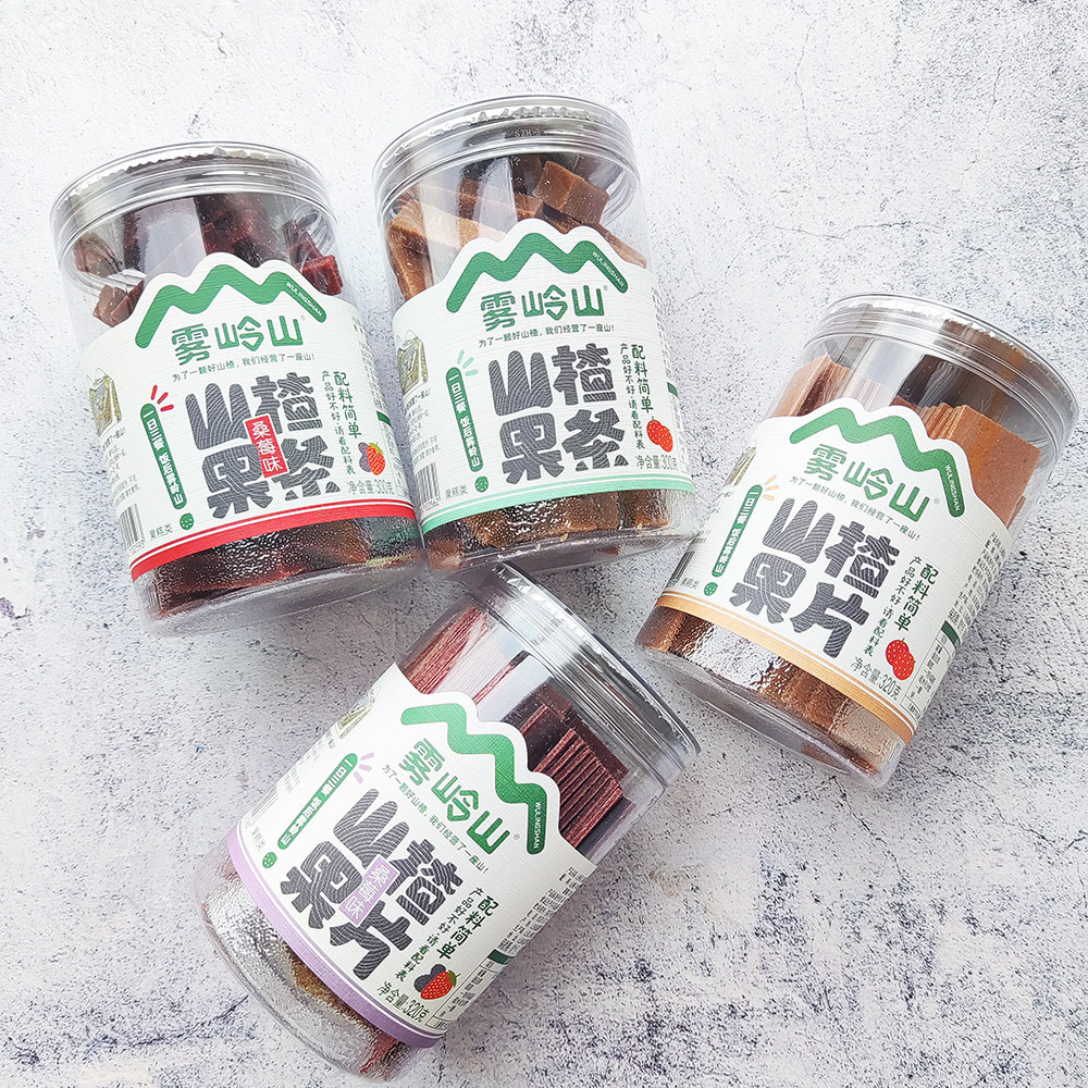 雾岭山山楂片山楂条桶装桑葚草莓原味桑莓味软片棒棒