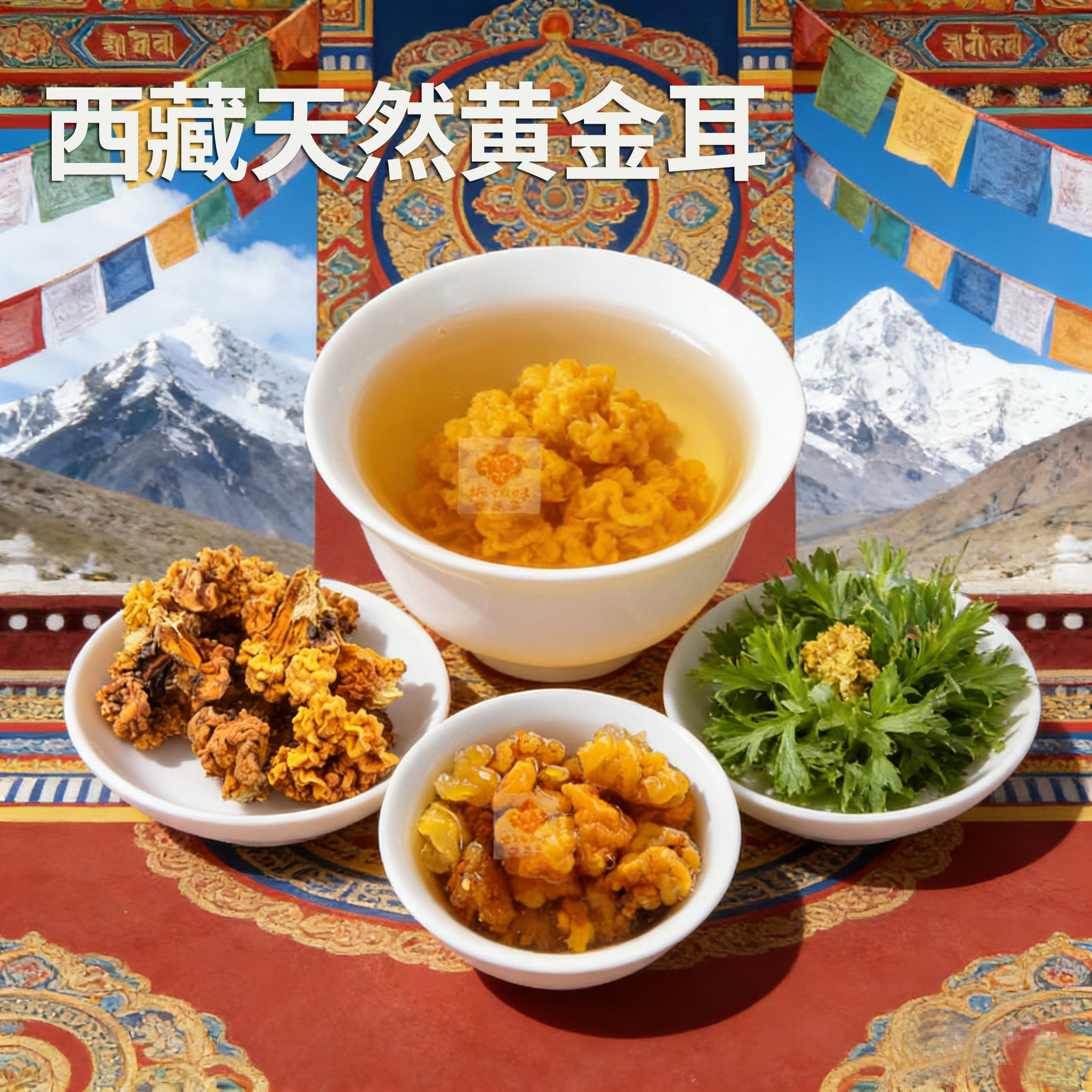 西藏金耳黄金耳脑耳金黄银耳黄耳黄木耳天然罐装100克西藏林芝