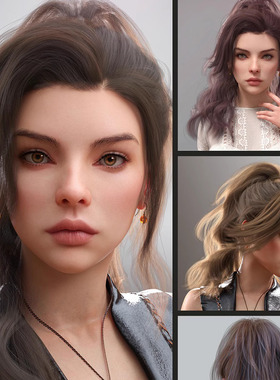 DAZ资源MB Yazz Hair and MB Yazz HD G9F 混血美女体型及发型 IM