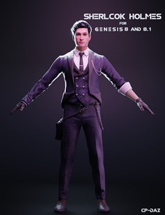 卡通男性 含体型 服装 daz资源 非IM Holmes 发型 Sherlock