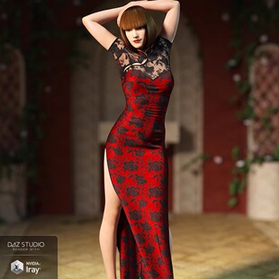 DAZ资源 for 仅服装 Cheongsam Elegant dForce G8F旗袍