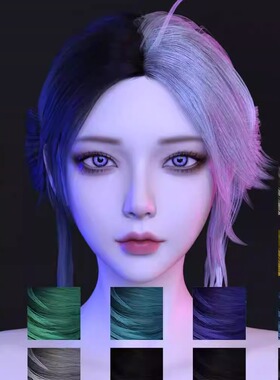 DAZ资源 Noki Dual-Tone Low Bun Hair for G9 扎辫发型(仅发型)