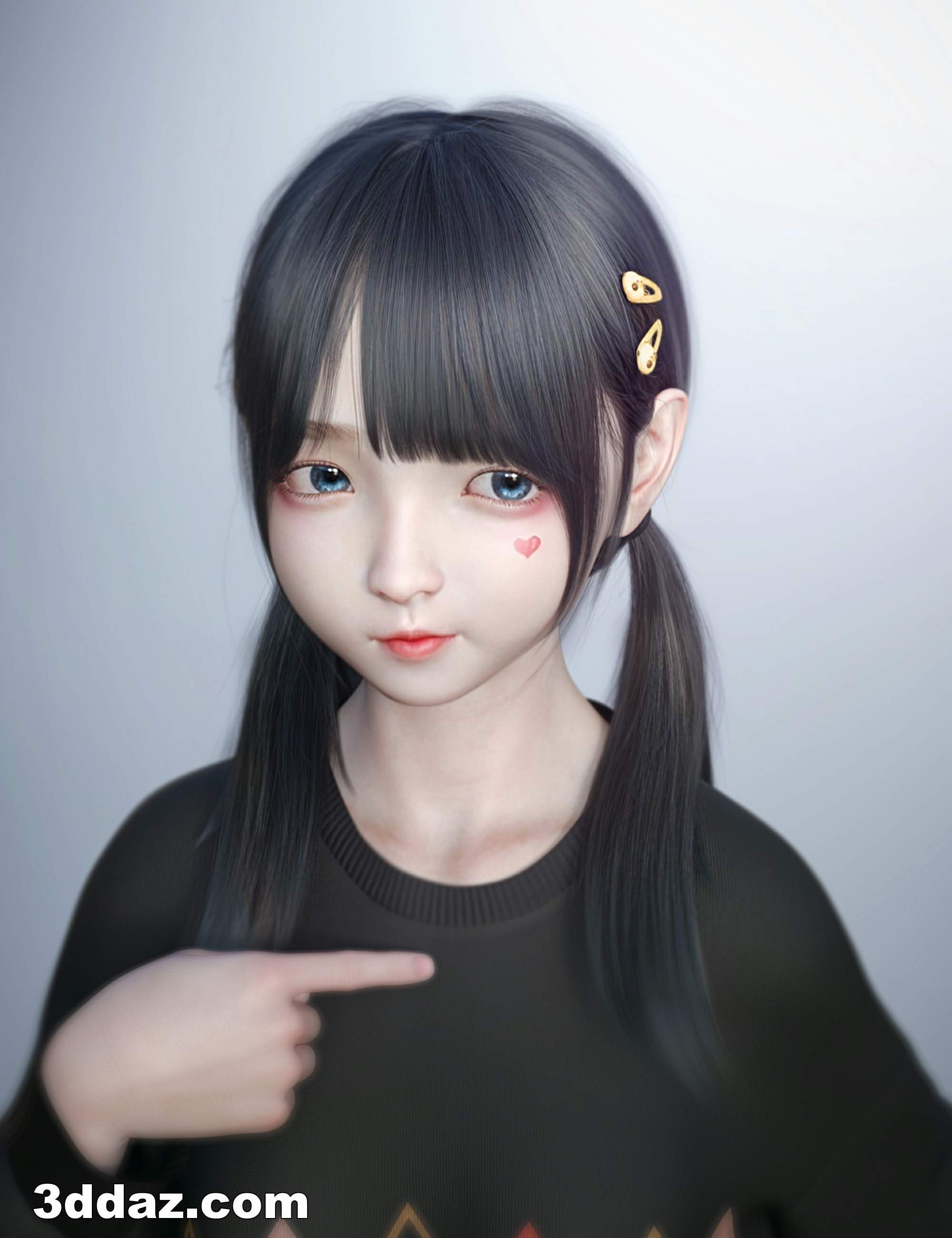 daz资源  su cute double ponytail  美少女发型[im]