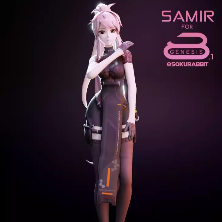 DAZ资源Samir For G8F ,G8.1F卡通性感美少女体型 ,发型,服装非IM