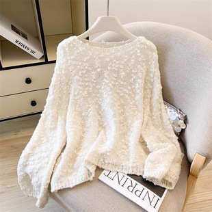 十三行韩版洋气设计感时髦长袖套头罩衫2025秋季温柔风宽松上衣女