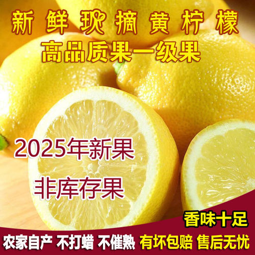 安岳黄柠檬新鲜现摘皮薄多汁一级果不打蜡5斤装非广东香水青柠檬