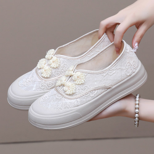 透气镂空厚底新中式搭旗袍网鞋