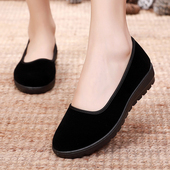 妈妈鞋 老北京布鞋 平底黑色工作鞋 女防滑广场跳舞鞋 女鞋 软底女单鞋