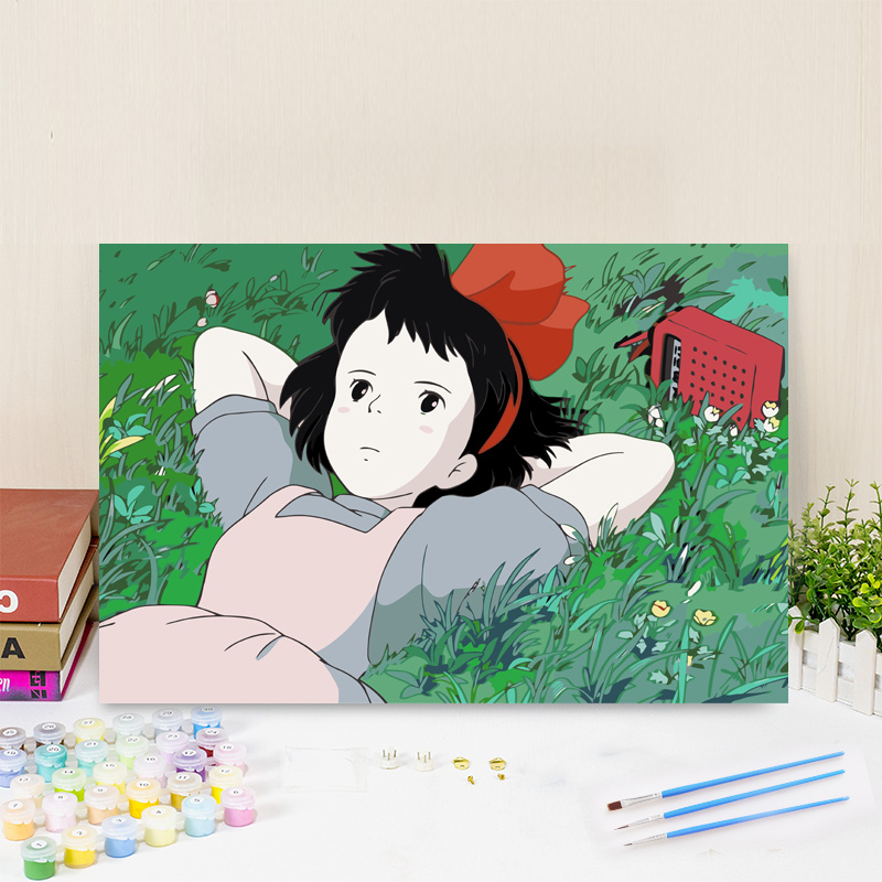 数字油画diy填充手工动漫宫崎骏魔女宅急便手绘填色
