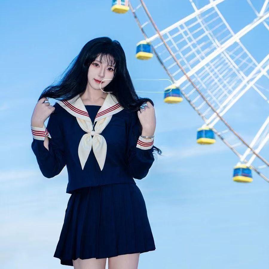 jk制服套装日系基础款绀色水手服