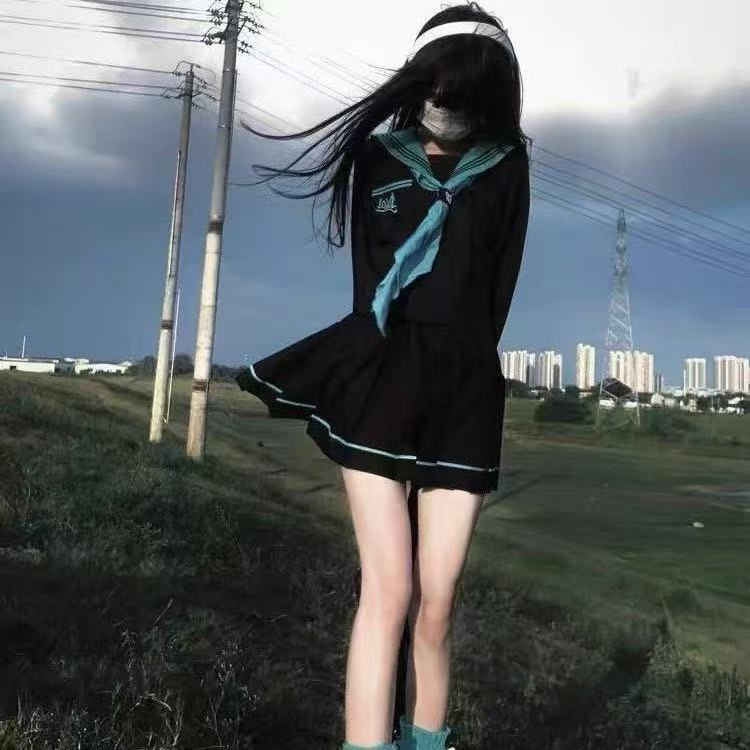 初音绿水手服JK长袖日系学院风