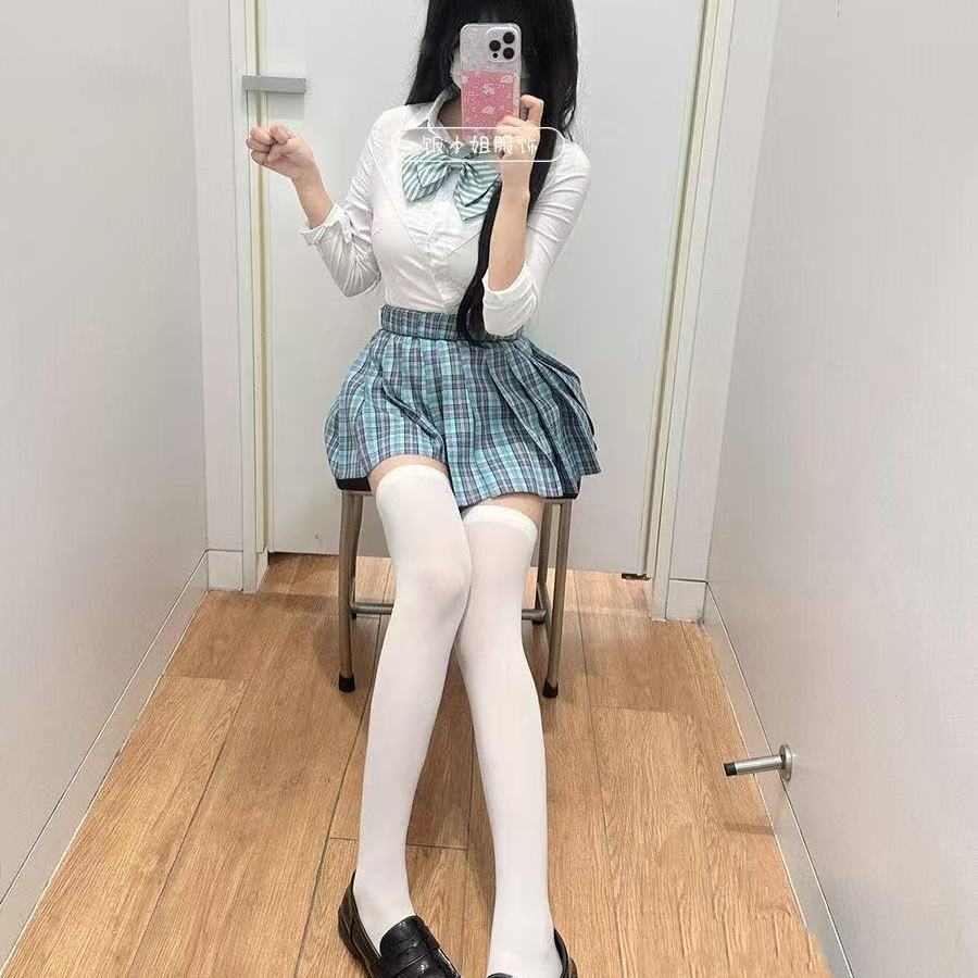 JK制服衬衫学院风长袖格裙套装