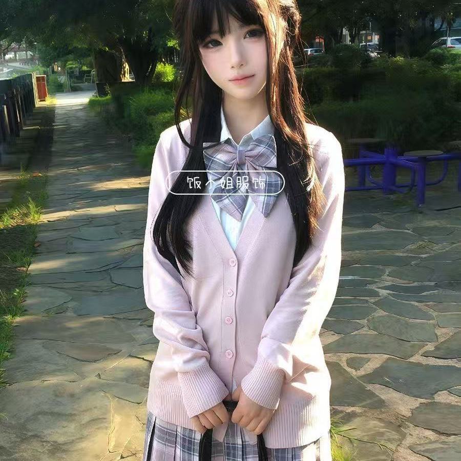 JK制服针织衫开衫外套百褶裙套装