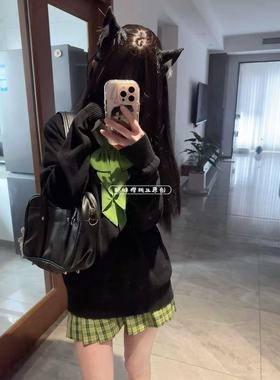 早秋款JK制服格裙针织衫长袖黑色毛衣套装原创日系小青梅短裙穿搭
