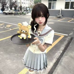 JK原创抹茶白巧日系水手服套装女中间服短袖JK制服甜美学院风