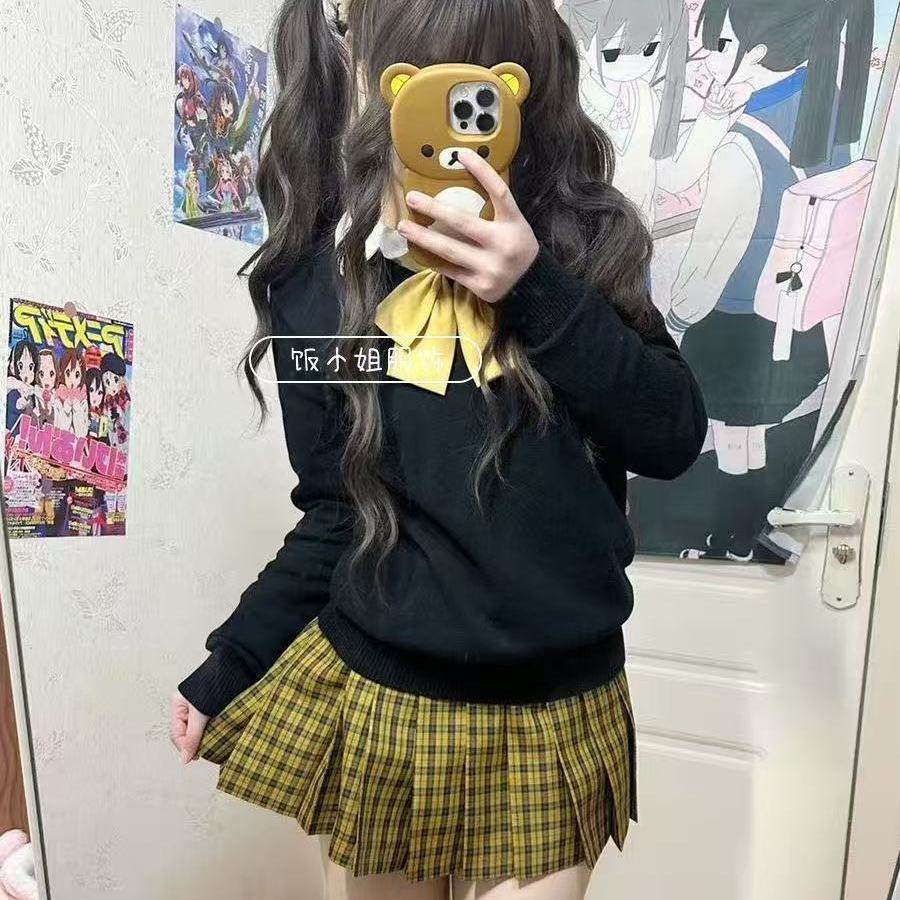 JK制服秋冬百褶裙针织衫学院长袖原创全套向日葵jk正版格裙JK套装