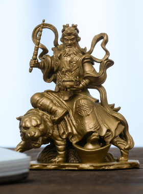简修行纯黄铜武财神赵公明摆件