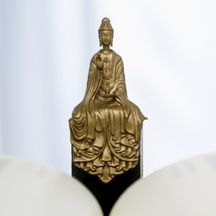 西方三圣坐像神像纯黄铜观世音菩萨观音佛像麦积山石窟家居装饰品