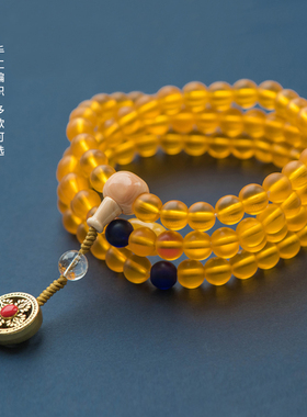 108颗黄琉璃手串多圈项链手链