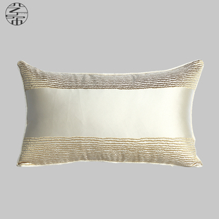 现代轻奢金色丝绣沙发腰枕 样板房客厅床头中式家居软装抱枕靠垫