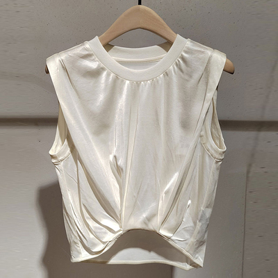 运动无袖背心女短款罩衫T恤