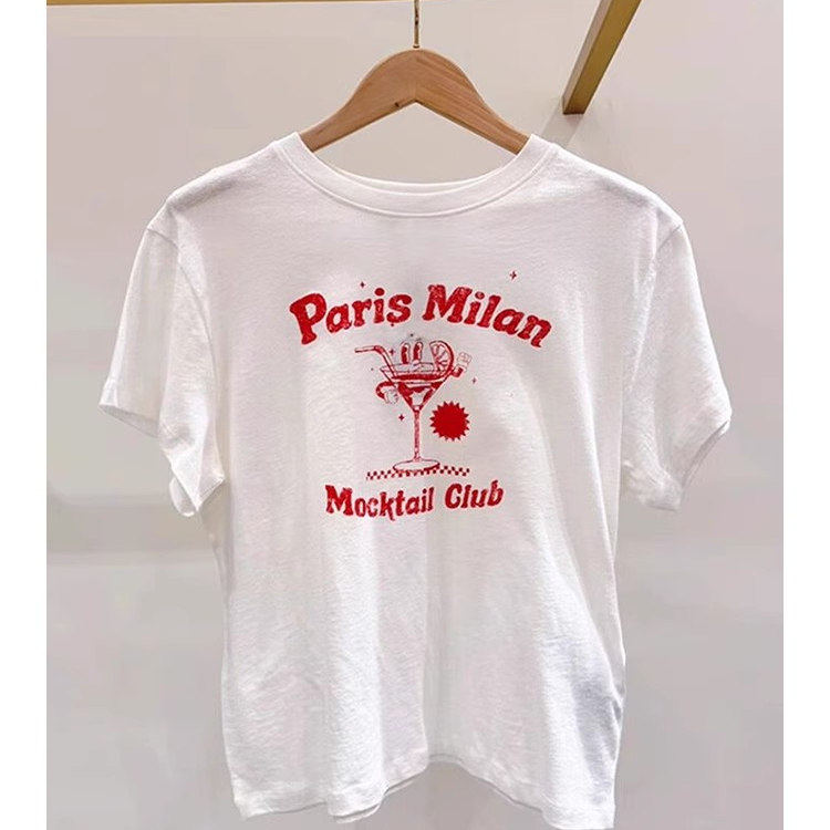 M家字母印花短袖T恤女薄款纯棉