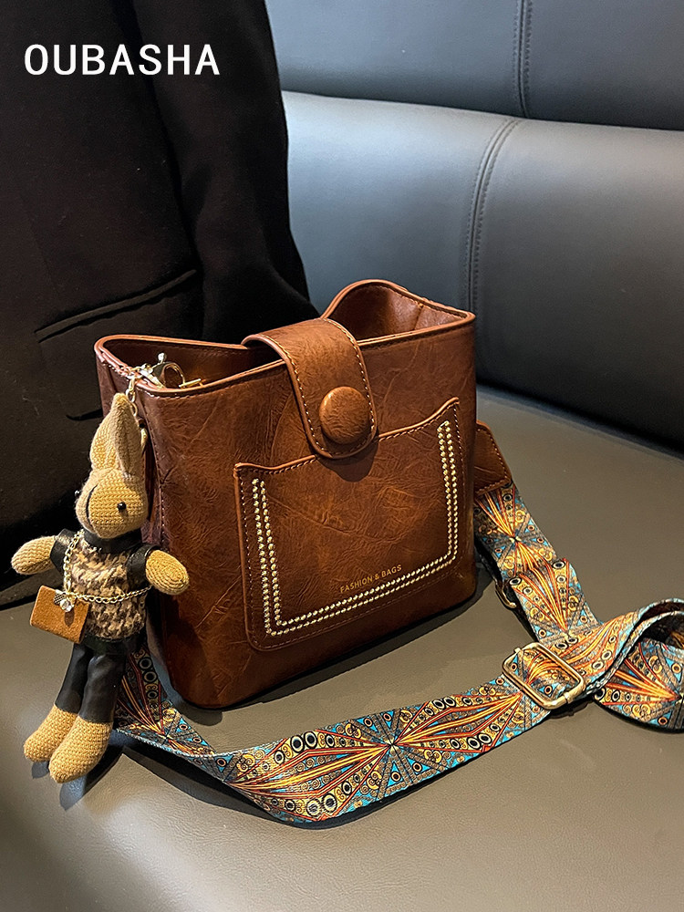 OUBASHA Qadın Çantası - Payız/Qış Crossbody Bucket Model