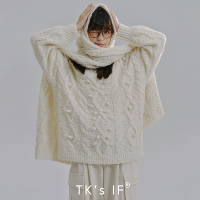 浮羽羊毛马海毛混纺绞花毛衣