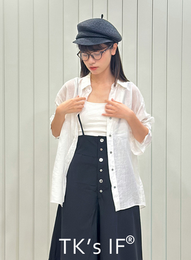 翻领宽松长袖衬衫