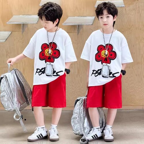 儿童装男童夏装短袖套装2026新款夏季中大童运动薄款夏款帅气时髦