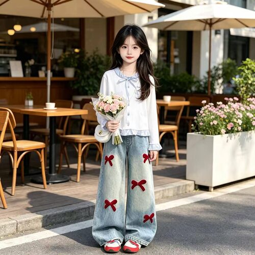 女童秋装套装2026新款大童初中生超火小女孩卫衣牛仔裤洋气儿童装