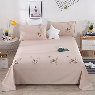 外贸绣花床单单件纯棉全棉三件套双人加厚刺绣被单1.5.8m 2.0米床