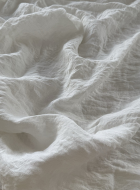 高货！少量卖完下架！外贸尾单100%汉麻床单单件酵素水洗提花白色