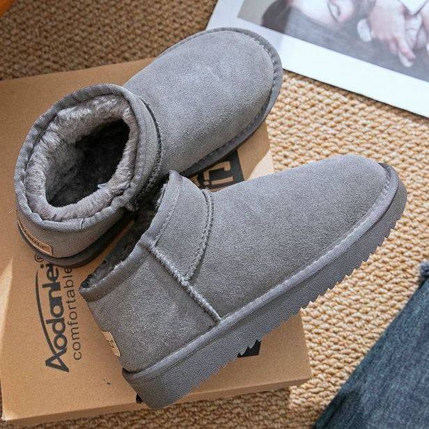 一脚蹬男女同款2025冬季一体新款雪地保暖防滑加绒短筒棉鞋短靴