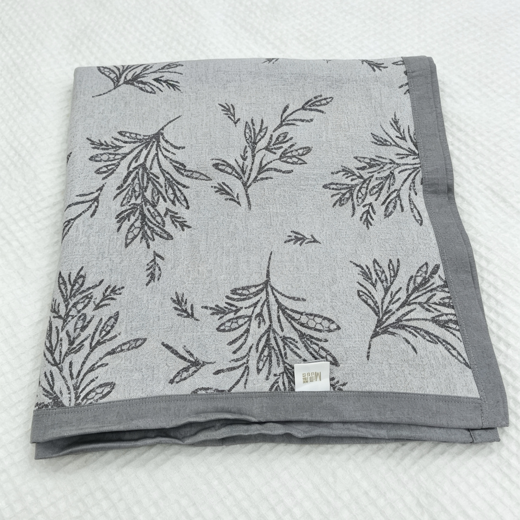 实体店沐瑟纯棉水洗四层纱布提花田园艾草叶语盖毯加大双人床盖