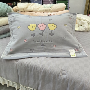 新款建斌纯棉四层纱布精品提花大枕巾卡通经典学生宿舍家用一对装