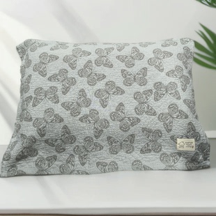 实体店新款纯棉四层纱布水洗提花格子安心棉素雅蝴蝶多花色大枕巾