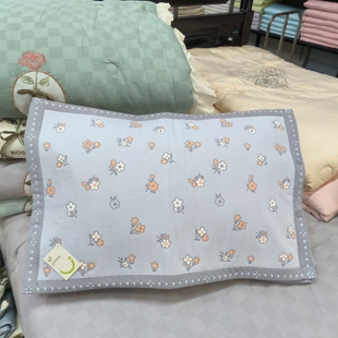 实体店建斌纯棉六层纱布吸汗透气提花清新信封儿童中号枕套一对装