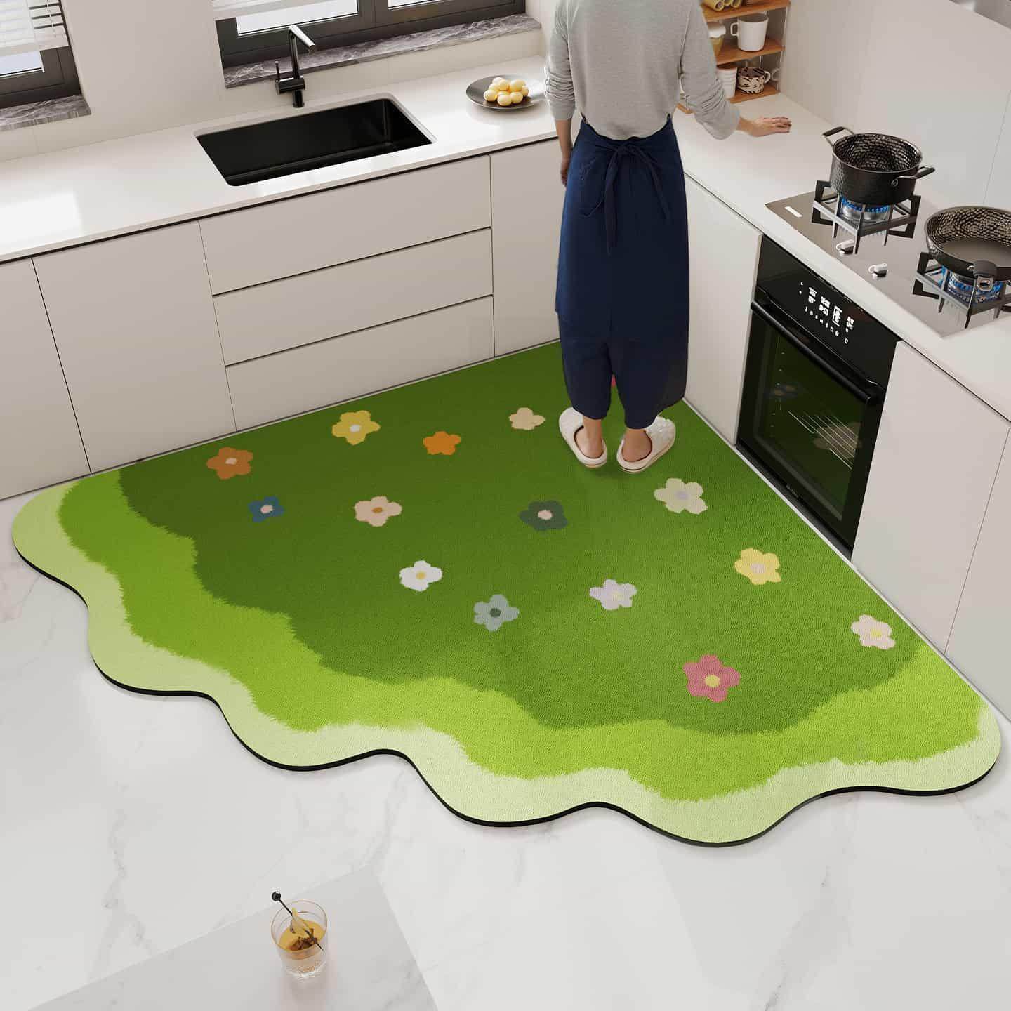 厨房地垫专用吸水扇形转角防尘防滑垫子卫生间门口卡通脚垫地毯垫