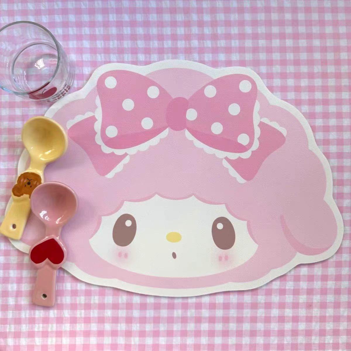 皮革餐垫卡通家用粉色隔热垫可爱少女杯垫防水防油桌面垫